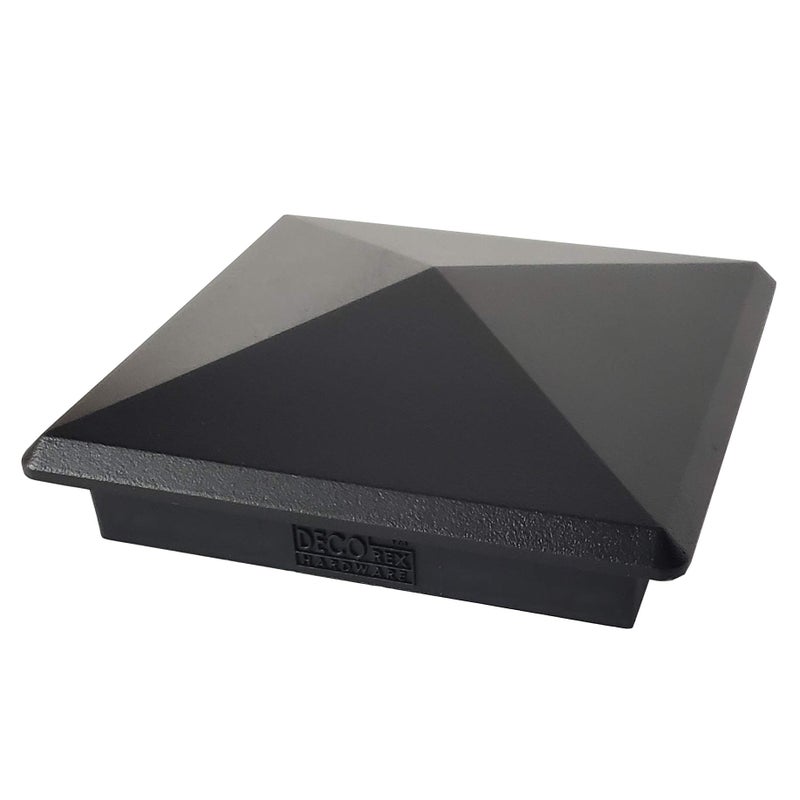 Decorex Hardware 4.5" x 4.5" Heavy Duty Aluminium Pyramid Post Cap for True/Actual 4.5" x 4.5" Wood Posts - Black (Works ONLY with Actual 4.5" x 4.5" Posts. Will NOT Work with Actual 5" x 5" Posts) - Image 1